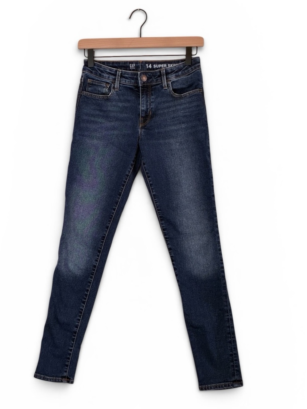 Gap | Like new girls super skinny cotton blend casual denim blue jeans size 14